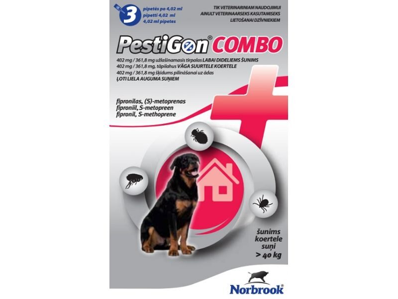 PESTIGON COMBO 402MG/361.8MG ŠĶĪD SUŅIEM (40-60KG) N3