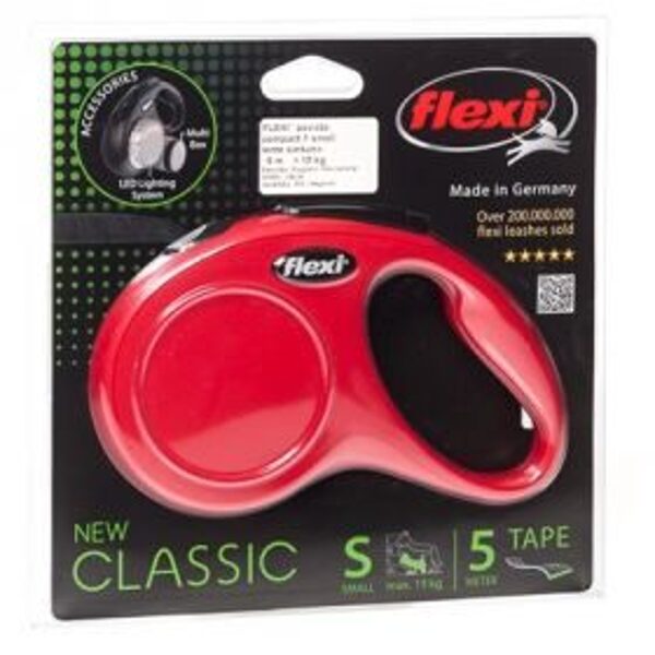 FLEXI PAVADA NEW CLASSIC COMP LENTE S 5M<15KG SARKANS