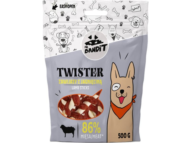 MR.BANDIT TWISTER LAMB STICKS/VĪTAS JĒRA NŪJIŅAS 500G