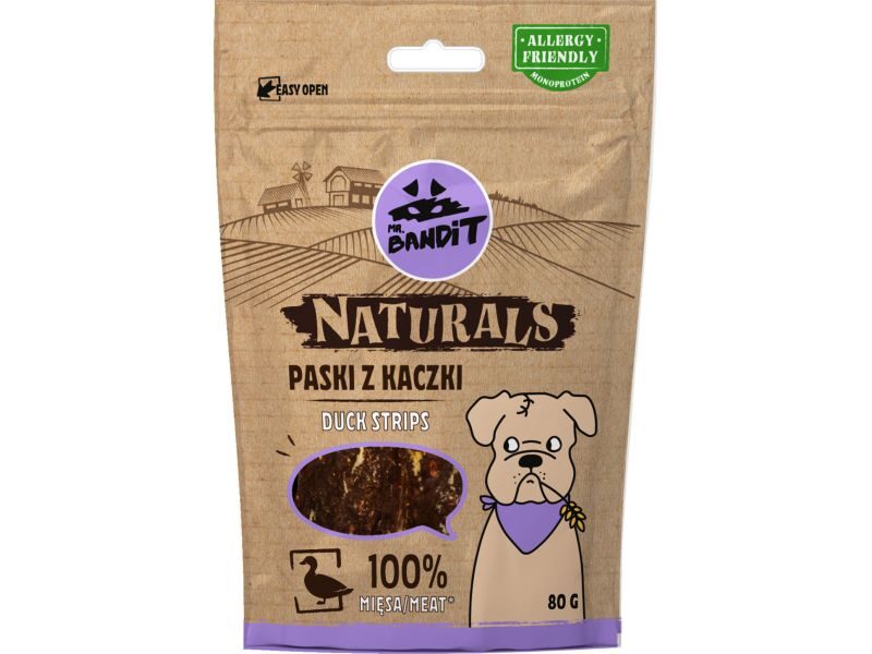 MR.BANDIT NATURALS DUCK STRIPES/PĪLES GAĻAS SLOKSNĪTES 80G
