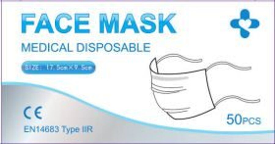 APĢ MASKAS ĶIRURĢISKĀS SASIENAMAS TIPE IIR 3-KĀRT N50