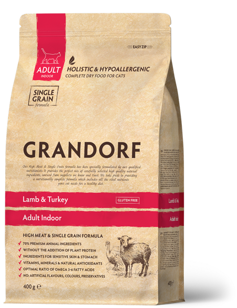 GRANDORF Lamb & Turkey Adult Indoor 400 g