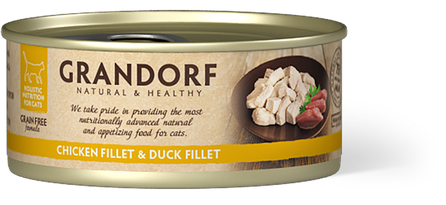 GRANDORF Chicken Breast & Duck Fillet konservi kaķiem 70g