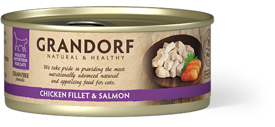 GRANDORF Chicken Breast & Salmon konservi kaķiem 70g