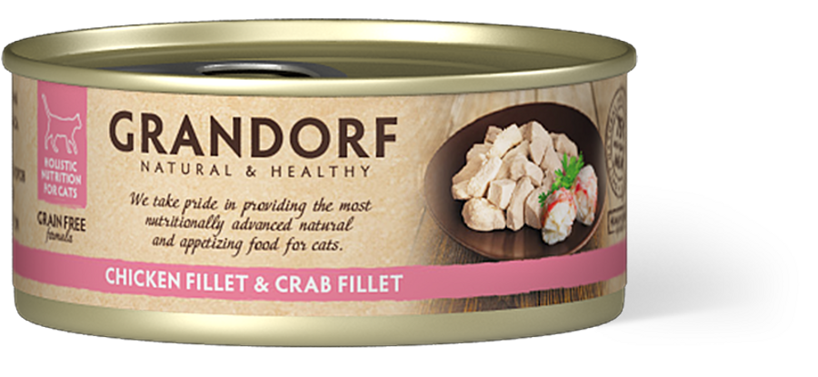 GRANDORF Chicken Breast & Crab Fillet konservi kaķiem 70g