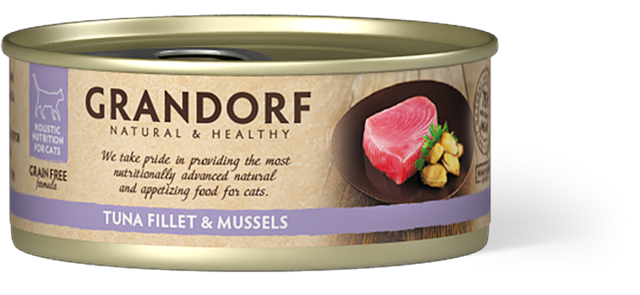 GRANDORF Tuna Fillet & Mussels konservi kaķiem 70g