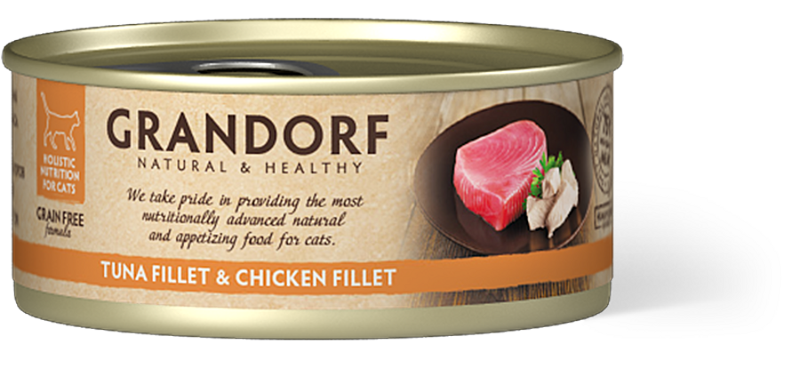 GRANDORF Tuna Fillet Chicken Breast konservi kaķiem 70g