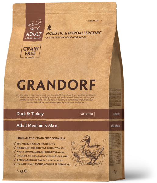 GRANDORF Duck & Turkey Adult Medium & Maxi Breeds 1 kg
