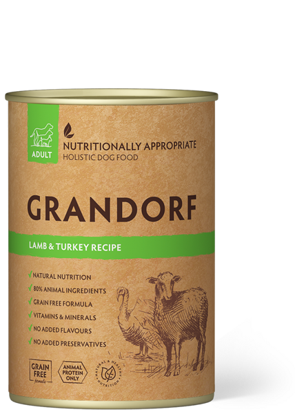 GRANDORF Dog Lamb & Turkey konservi suņiem 400g