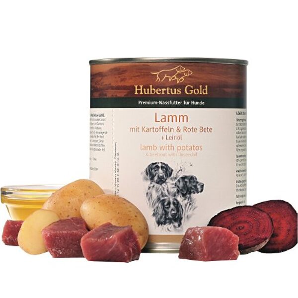 Hubertus Gold Lamb & Potato Ar Jēru, Kartupeļiem, Biešu Un Linsēklu Eļļu 800 G