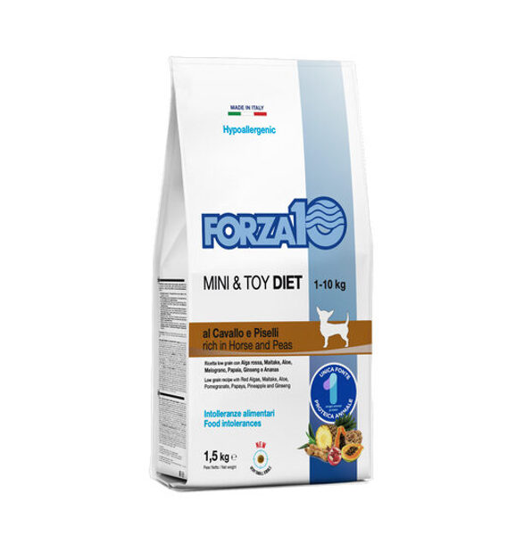 Forza10 Mini & Toy DIET ar zirga gaļu un zirņiem 1.5kg