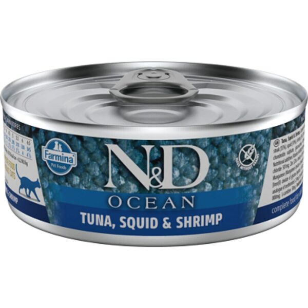 N&D CAT OCEAN TUNA, SQUID & SHRIMP 80Gx6