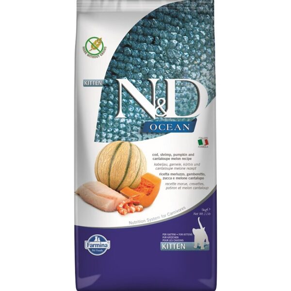 N&D CAT OCEAN CODFISH SHRIMP PUMPKIN CANTALOUPE MELON KITTEN 1.5kg