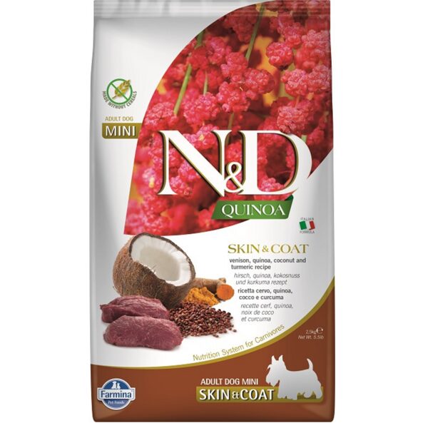 ND QUINOA DOG SKIN&COAT VENISON COCONUT ADULT MINI 2.5KG