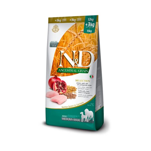 N&D DOG ANCESTRAL GRAIN SELECTION CHICKEN POMEGRANATE ADULT ML 15KG