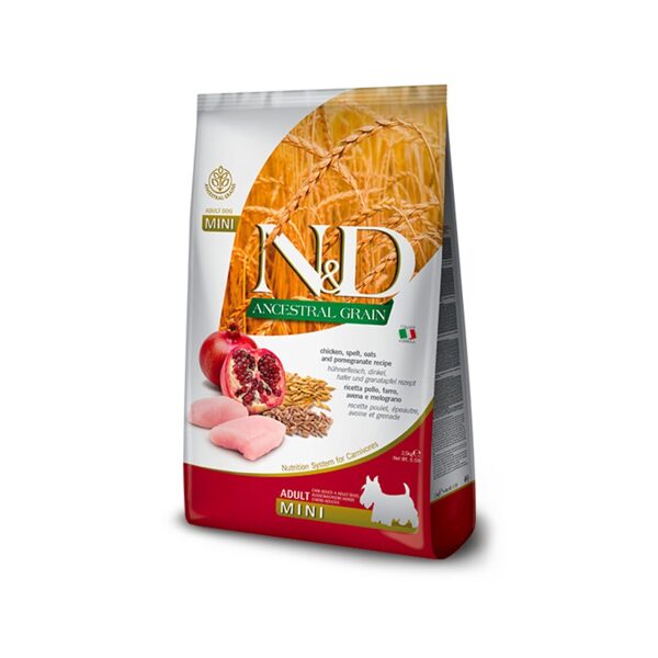 N&D DOG ANCESTRAL GRAIN CHICKEN POMEGRANATE ADULT MINI 2.5KG