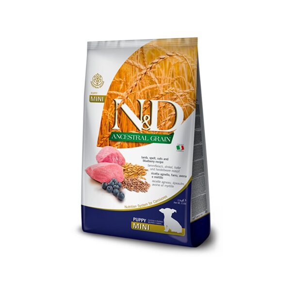 N&D DOG ANCESTRAL GRAIN LAMB BLUEBERRY PUPPY MINI 7KG