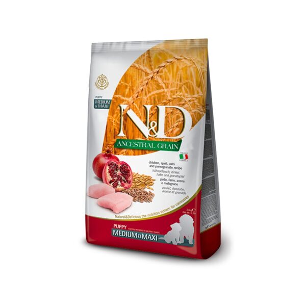 N&D DOG ANCESTRAL GRAIN CHICKEN POMEGRANATE PUPPY MEDIUM MAXI 12KG