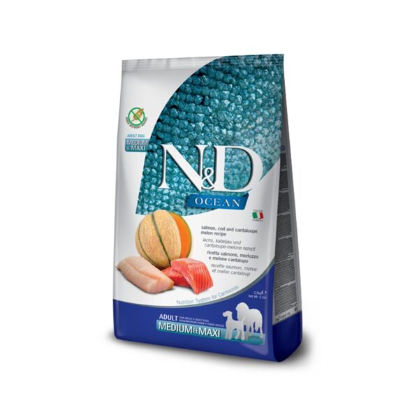 N&D DOG OCEAN SALMON CODFISH MELON MEDIUM MAXI 12KG