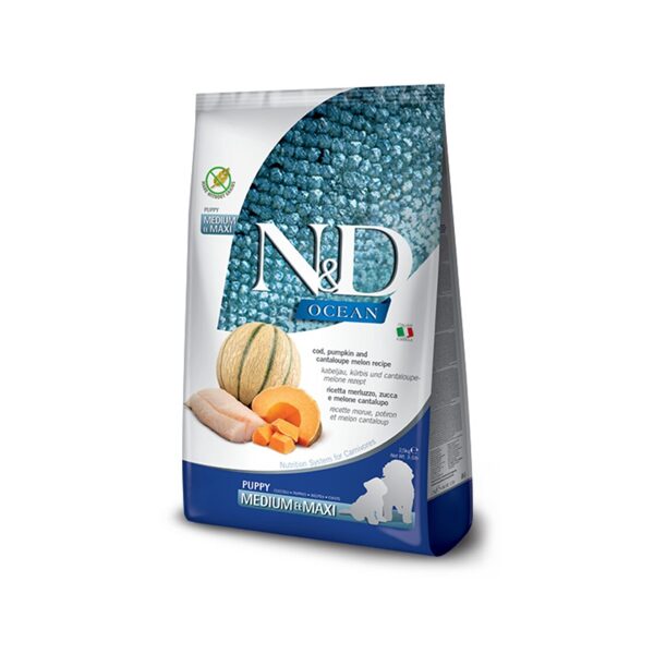 N&D DOG OCEAN PUMPKIN CODFISH CANTALOUPE MELON PUPPY MEDIUM MAXI 2.5KG