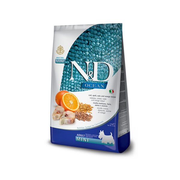 N&D DOG OCEAN ANCESTRAL GRAIN CODFISH ORANGE ADULT MINI 2.5KG