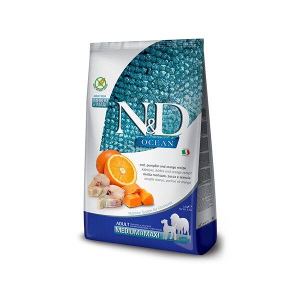 N&D DOG PUMPKIN CODFISH ORANGE ADULT MEDIUM MAXI 12KG