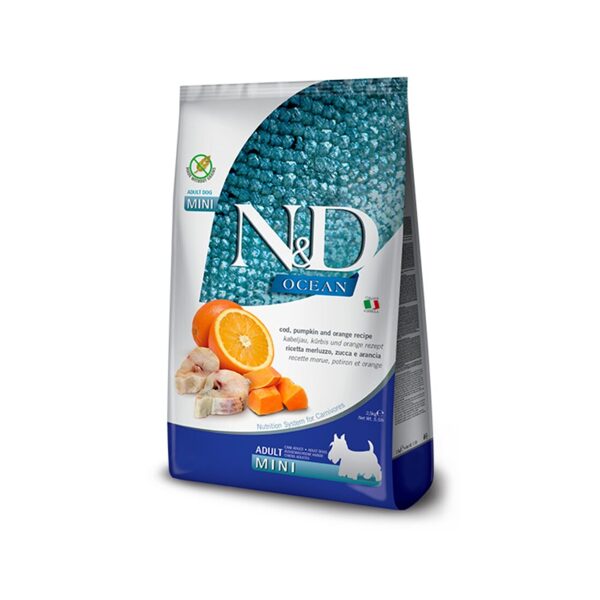 N&D DOG PUMPKIN CODFISH ORANGE ADULT MINI 800G