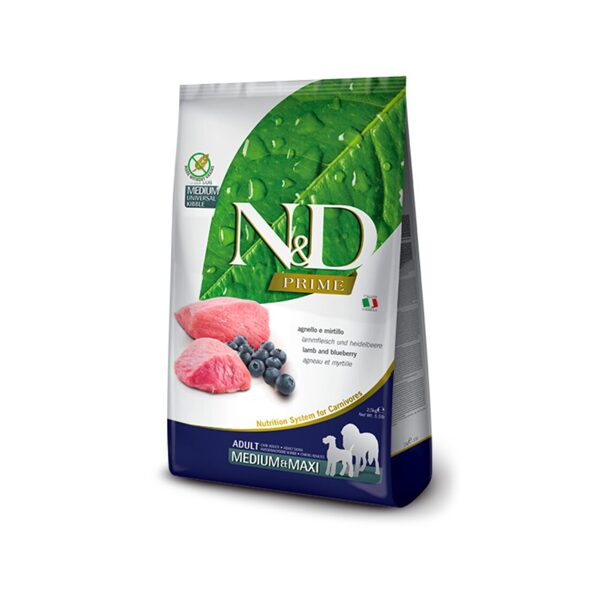 N&D DOG PRIME LAMB BLUEBERRY ADULT MEDIUM MAXI 2.5KG