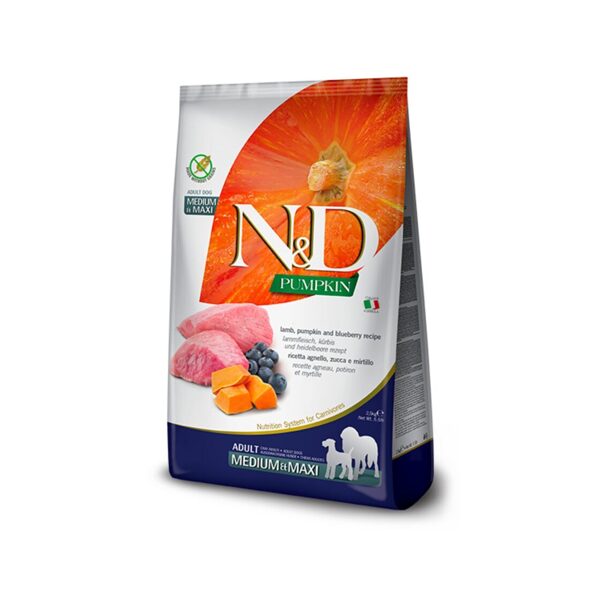 N&D DOG PUMPKIN LAMB BLUEBERRY ADULT MEDIUM MAXI 2.5KG