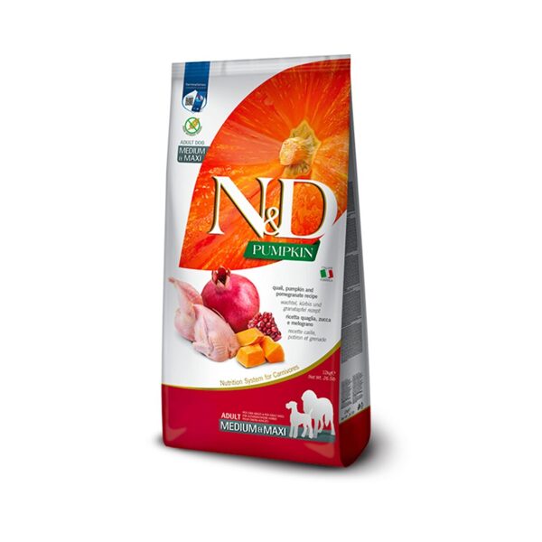 N&D DOG PUMPKIN QUAIL POMEGRANATE MEDIUM MAXI 12KG