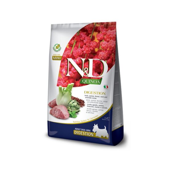 N&D DOG QUINOA LAMB FENNEL DIGESTION ADULT MINI 7KG