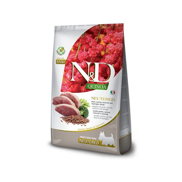 N&D DOG QUINOA DUCK BROCCOLI ASPARAGUS NEUTERED ADULT MINI 7KG