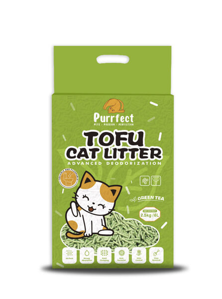 Purrfect Green Tea tofu cat kaķiem litter 6l / 2.5kg