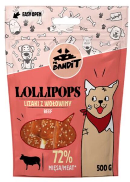 MR.BANDIT LOLLIPOPS BEEF/LIELLOPS 500G