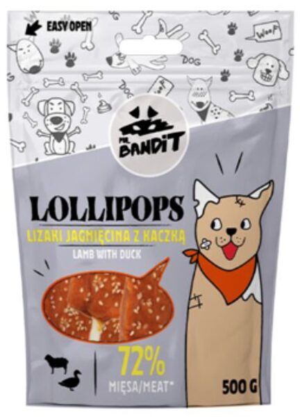 MR.BANDIT LOLLIPOPS LAMB/DUCK /JĒRS AR PĪLI 500G