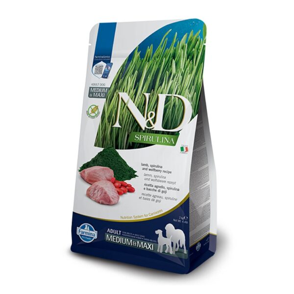 N&D DOG SPIRULINA LAMB WOFLBERRY ADULT MEDIUM MAXI 2KG