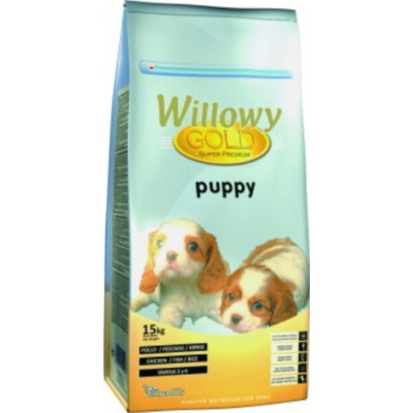 Willowy GOLD PREMIUM Puppy Vistas Gaļa, Tuncis,Rīsi, Darzeņi 15 Kg