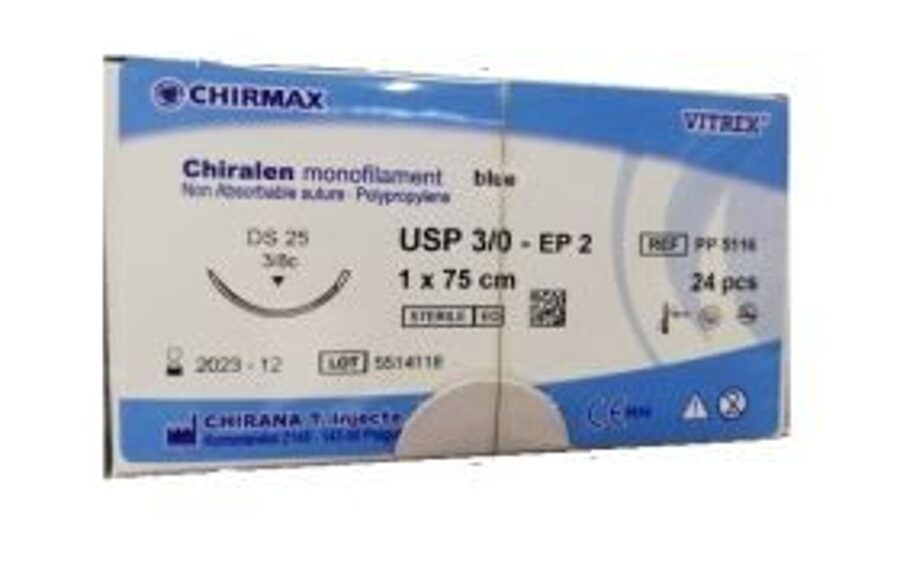 DIEGS ĶIR NEUZS CHIRALEN DS25 3/0 75CM VITREX PP5116 ZILS