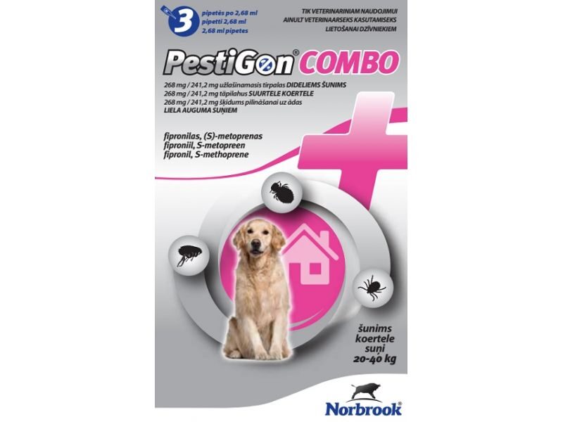 PESTIGON COMBO 268MG/241.2MG ŠĶĪD SUŅIEM (20-40KG) N3