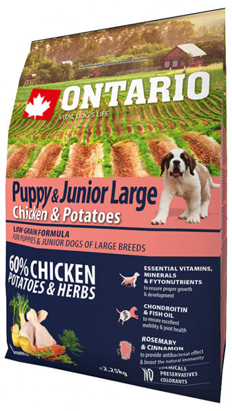 ONTARIO Puppy and Junior Large, Chicken and Potatoes, 2,25 kg