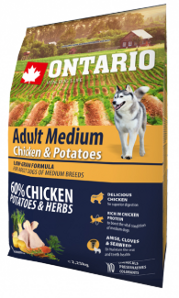 ONTARIO Adult Medium Chicken and Potatoes, 2,25 kg