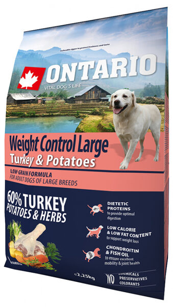 ONTARIO Large Weight Control Turkey and Potatoes, 2,25 kg