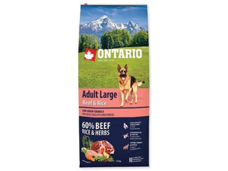 ONTARIO Adult Large Beef and Rice, 12 kg