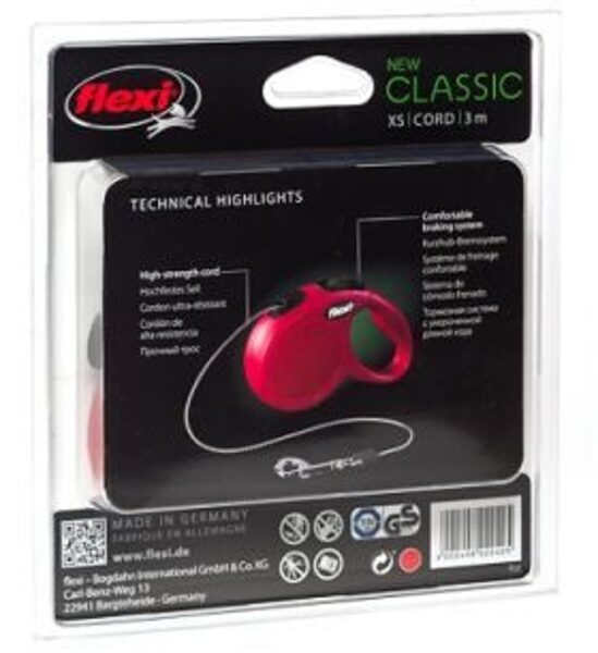 FLEXI PAVADA NEW CLASSIC VADS XS 3M<8KG SARKANS