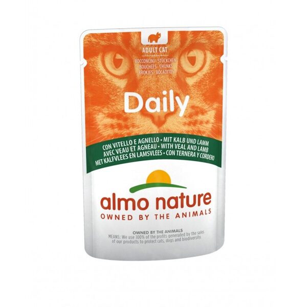 Almo Nature DAILY teļš un jērs, 70gx6