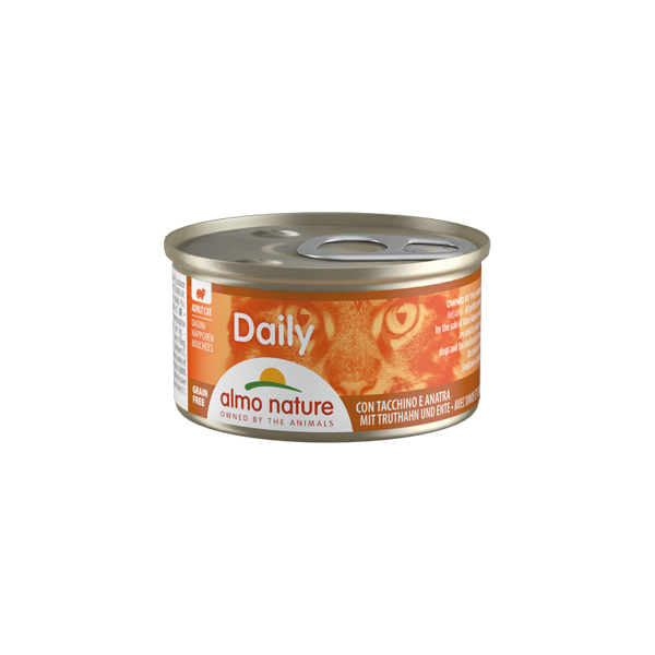 Almo Nature DAILY gabaliņi mērcē ar tītaru un pīli, 85gx6