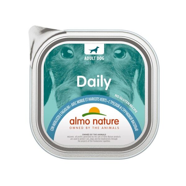 Almo Nature DAILY DOG menca ar zaļajām pupiņām, 100gx6