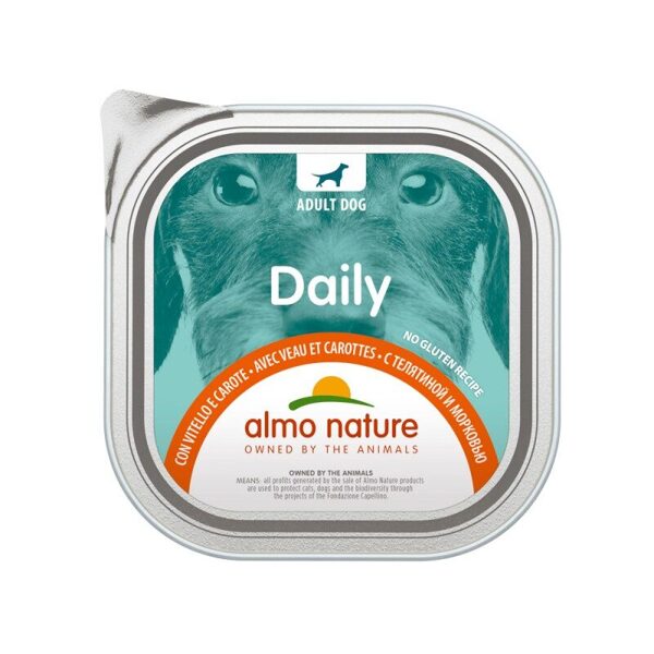 Almo Nature DAILY DOG teļš ar burkāniem, 300gx6