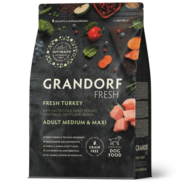 GRANDORF Fresh Turkey - Adult Medium & Maxi Breeds - 3 Kg