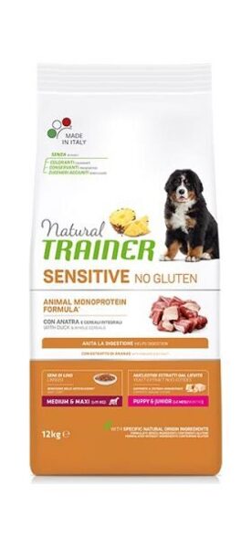 NATURAL TRAINER SENSITIVE NO GLUTEN PUPPY&JUN MEDIUM/MAXI DUCK 12KG